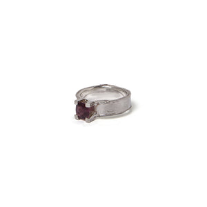 Square pink solitaire ring
