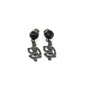 Black glass studs with dancing skellies